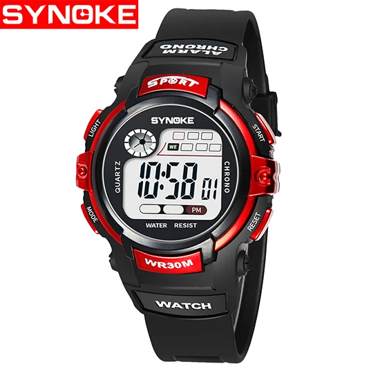 Детские часы для мальчиков, детские часы для девочек, цветной синий задний светильник с пряжкой, повторитель, Reloj De Ninos, детские часы - Цвет: Red