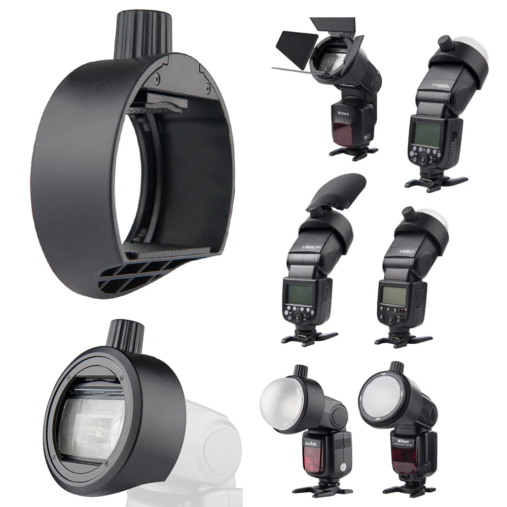 Godox-S-R1-Flash-Adapter-Ring-W-AK-R1-Flash-Light-Accessories-Kit-Barn-Door-Snoot (3)