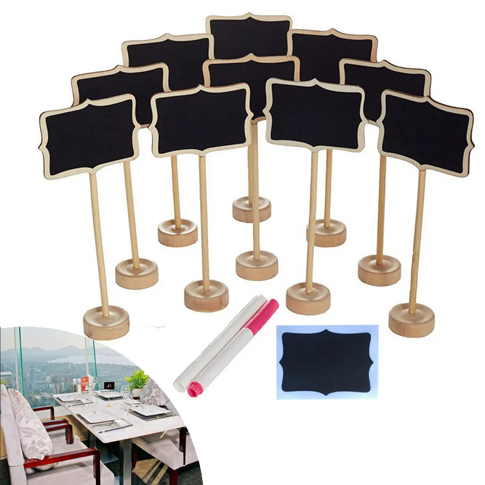 

10 Pack Of Mini Rectangle Chalkboard With Stand And 2 Liquid Chalks 10 Pieces Replace Film For Message Board Signs