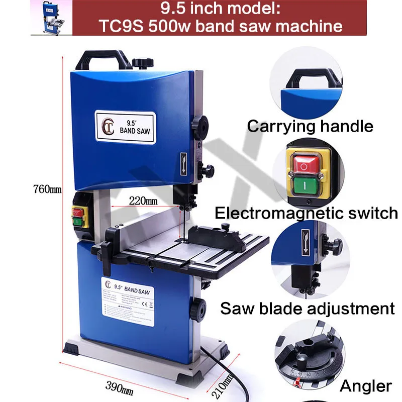 

GUYX 220V 9.5 inches Multi-functional band saw Vertical sawing machine Small jig saw Bead machine Metal band saw