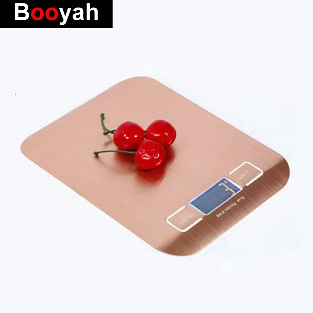 

Booyah New Listing 10KG/1g Stainless Steel Portable Digital Kitchen Scales High Precision Rose gold Electronic Weighing Scales