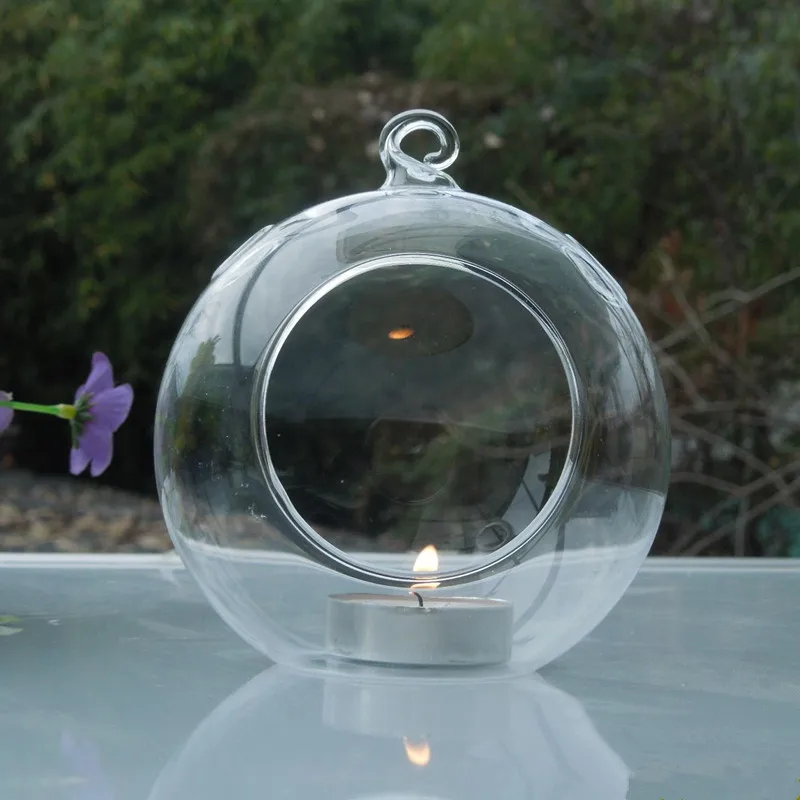 

Diameter=8cm 100pcs/pack Small Size Glass Terrarium Candle Holder Transparent Glass Ball Vase Hanging Wedding Glass Decoration