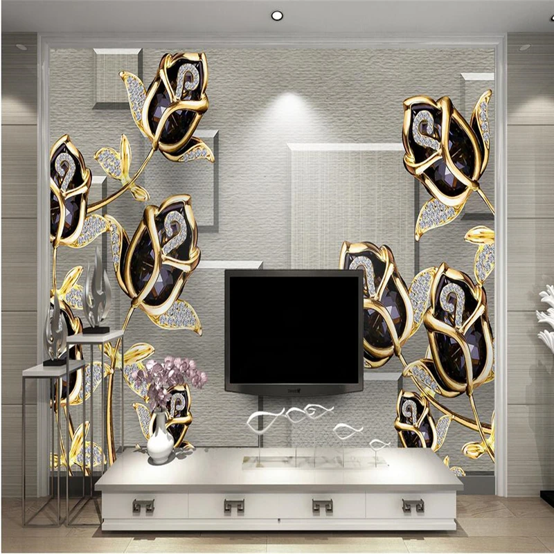 Beibehang пользовательские фрески обои любого размера 3D Роскошные трехмерные рельеф ювелирные изделия тюльпан ТВ фоне стены 3d обои