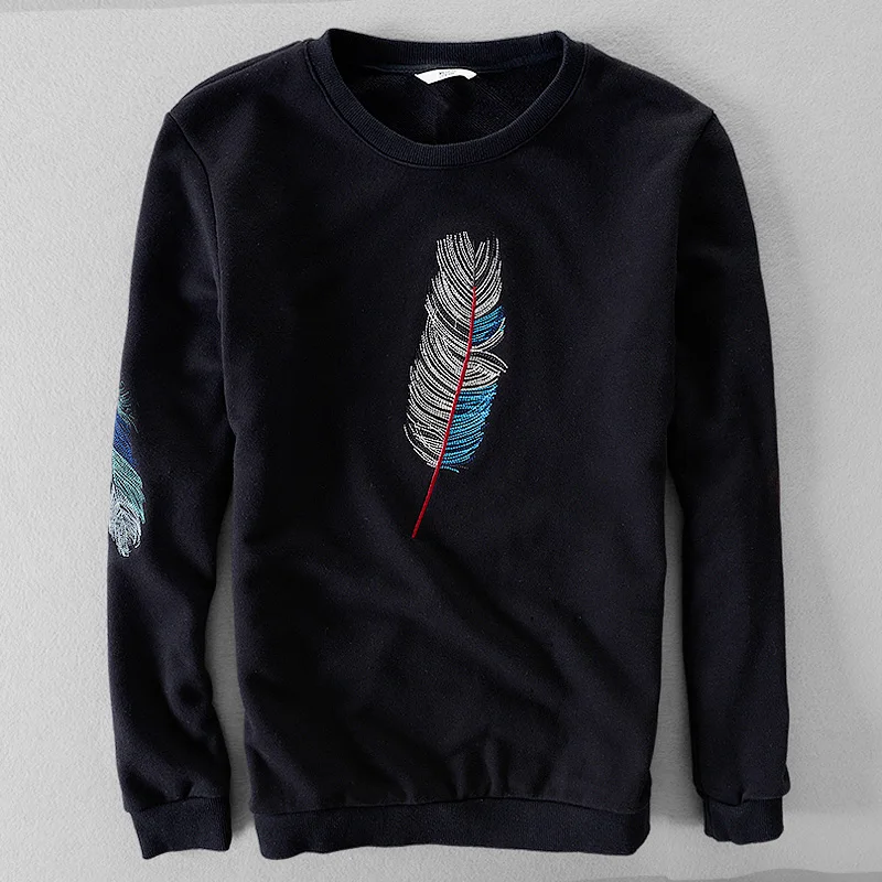 Толстовка с длинным рукавом из 100% хлопка вышивкой|brand sweatshirt men|sweatshirt menbrand men hoodie |