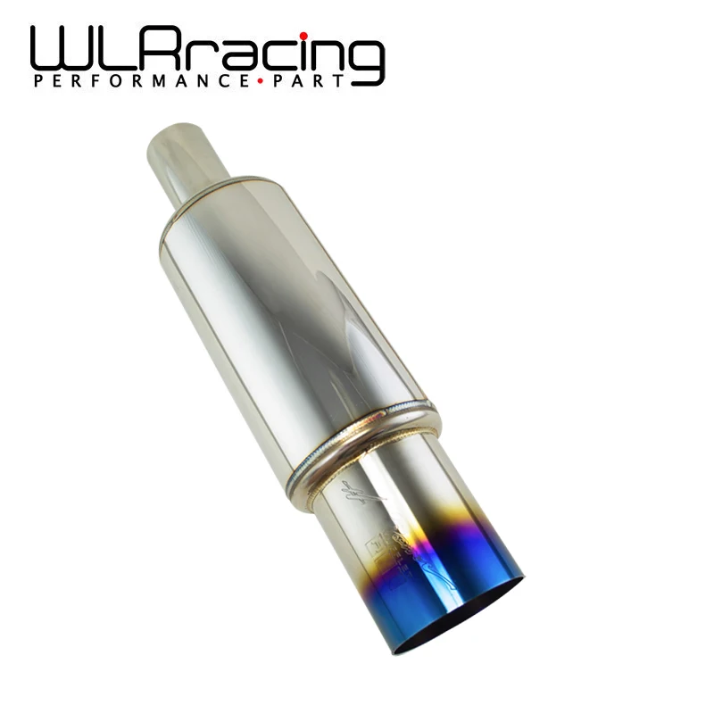 WLRING STORE Inlet 51mm Outlet 89mm Universal Stainless Steel Blue Burnt Tip Car Exhaust Muffler Pipe