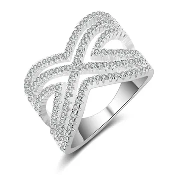 

2018 European and American Amazon Hot Fashion Zircon X-shaped Cross Ring