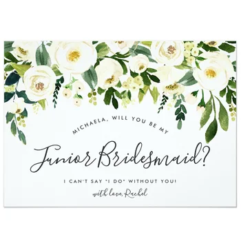 

Personalized Alabaster Floral Be My Junior Bridesmaid Card Invitation Handmade Wedding Decoration