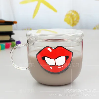 Милый Кот боронсиликатная стеклянная кофейная чашка прозрачная чашка для воды 550 мл кошачья мордочка Кофе Чай Молоко завтрак креативная кружка подарки - Цвет: J