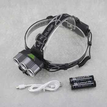 

3x CREE XM L T6 led headlamp 2xQ5 headlight 15000 lumens USB Rechargeable 18650 Battery led bike light Cycling Fishing Lamp