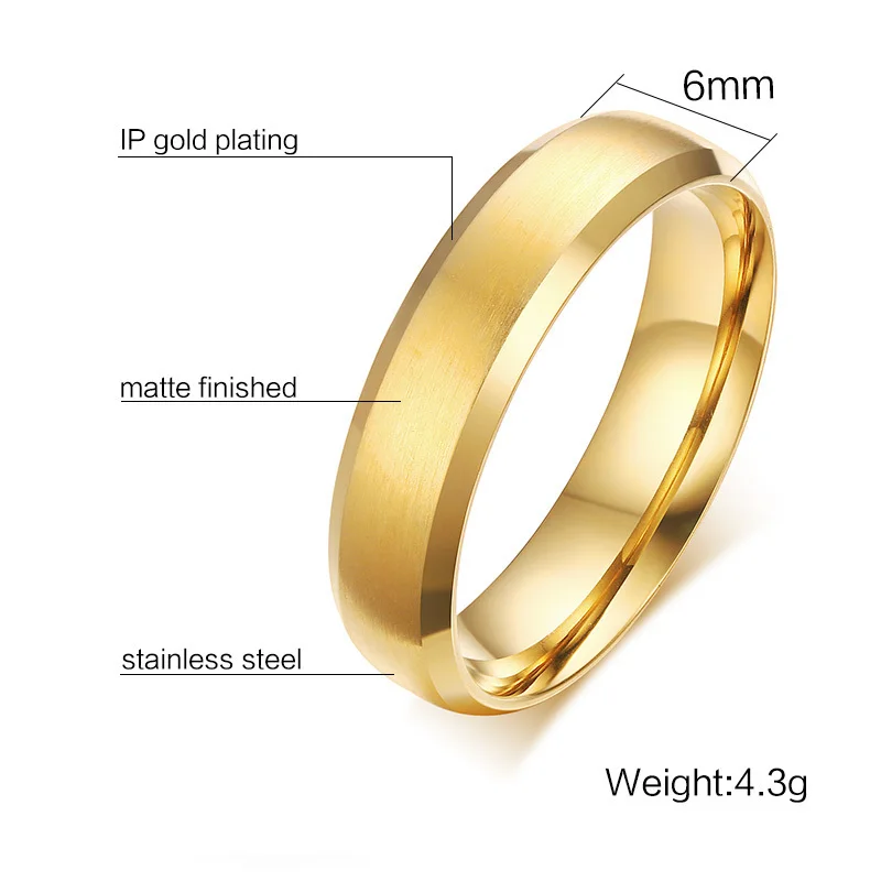 Vnox Free Engraving Wedding Rings for Women Men Stainless Steel Matt Anniversary Band Personalized Gift His Queen Her King