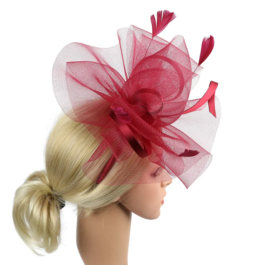 Для женщин аксессуары шляпка-Вуалетка для Для женщин Чай вечерние цветок перо сетка Дерби в Кентукки Головные уборы A424