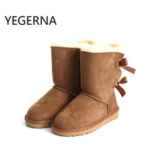 Австралийские модные высококачественные водонепроницаемые зимние ботинки из натуральной овечьей кожи женские зимние ботинки из шерсти с натуральным мехом