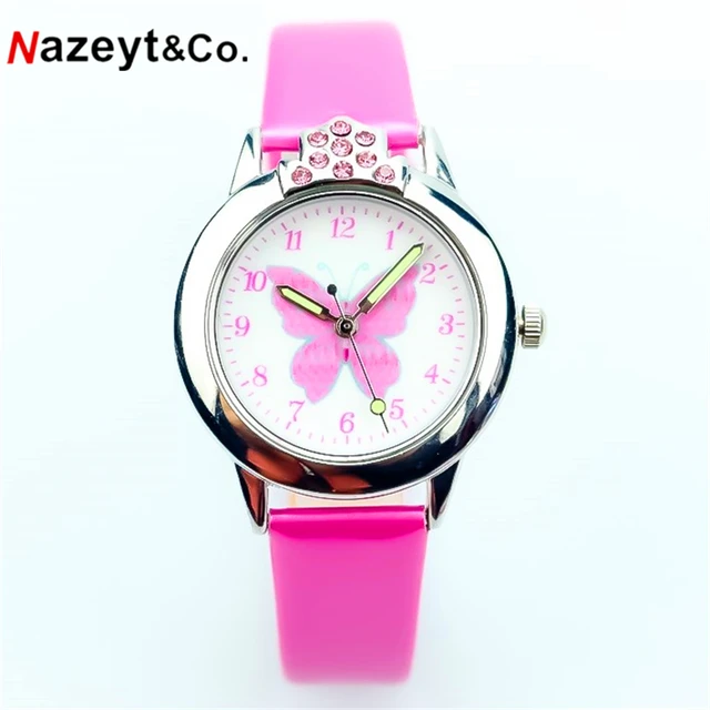 Nazeyt kids cartoon watch girls lovely butterfly dial luminous hands crystal lea Nazeyt kids cartoon watch girls lovely butterfly dial luminous hands crystal lea