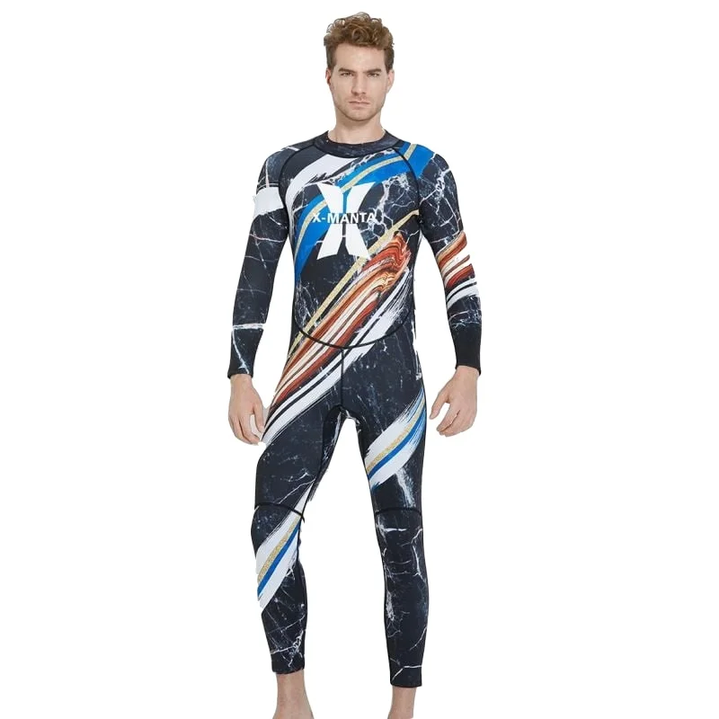 

Men Spearfishing Wetsuit 1.5mm Neoprene One Piece Swimsuit Dive Surf Swim Snorkeling Suit Swimwear Long sleeve Beach Triathlon