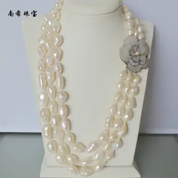 

triple strands strands 12-13mm SOUTH SEA WHITE PEARL NECKLACE18"19"20">Selling jewerly free shipping