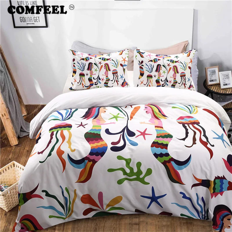 

COMFEEL 2019 Comforter Duvet Cover Sets Tropical Style King Size Cotton Bedding Set with Pillowcases Home Textile Quilt Covers