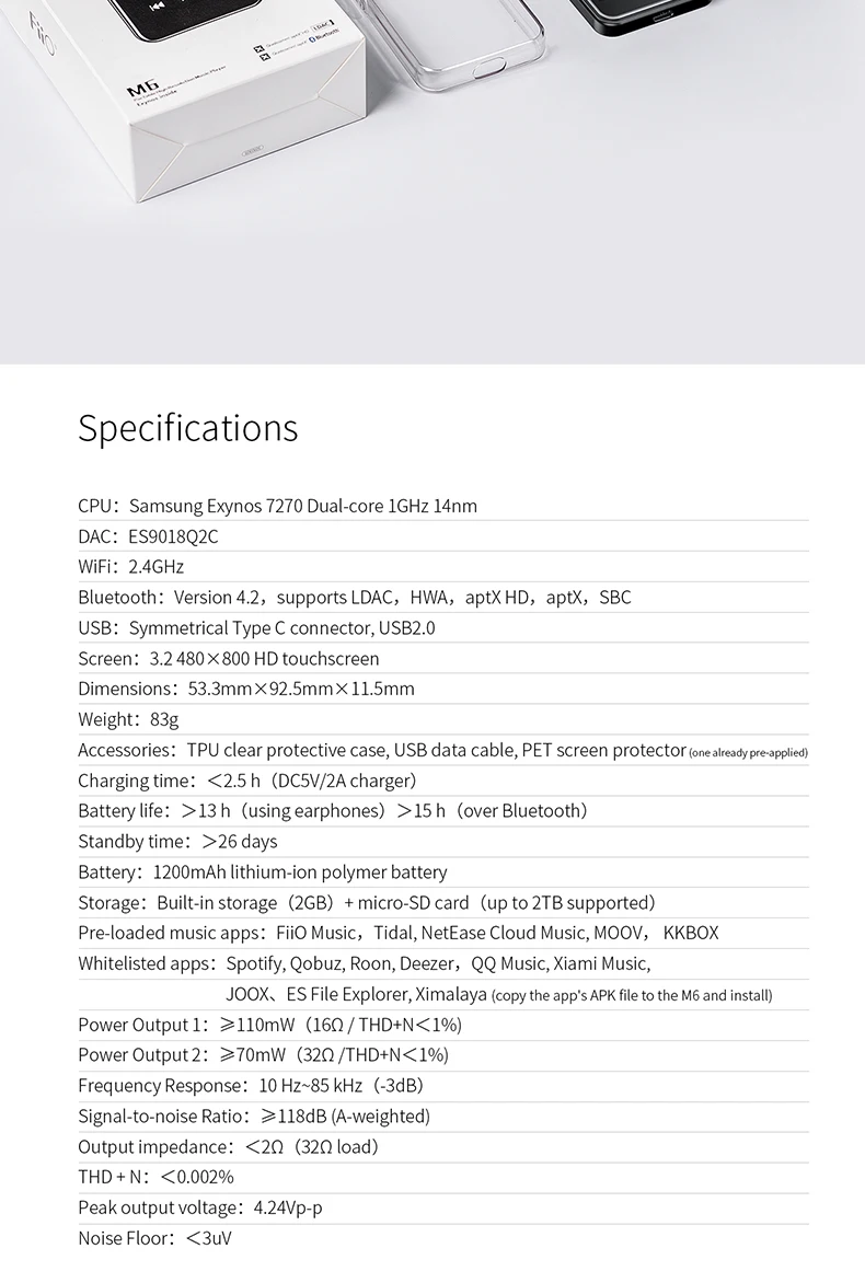 FiiO M6 Hi Res-Baseado Em Android Music