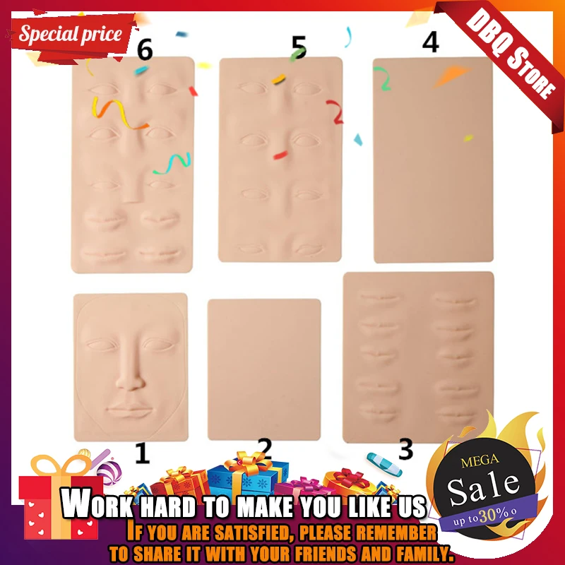 

3D Silicone Permanent Makeup Tattoo Training Practice Fake Skin Blank Eye Lips Face For Microblading Tattoo Machine Beginner