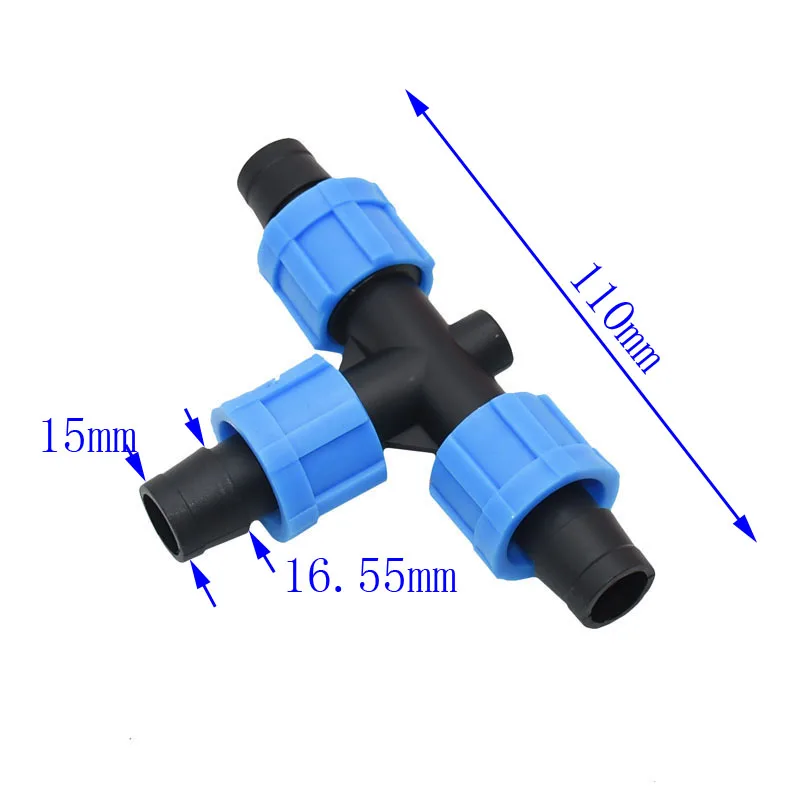 Орошения 16 мм лента для капельного tee винтовой разъем 3 способ садовый шланг воды splitter нить замок капельного ленты для орошения 1 шт