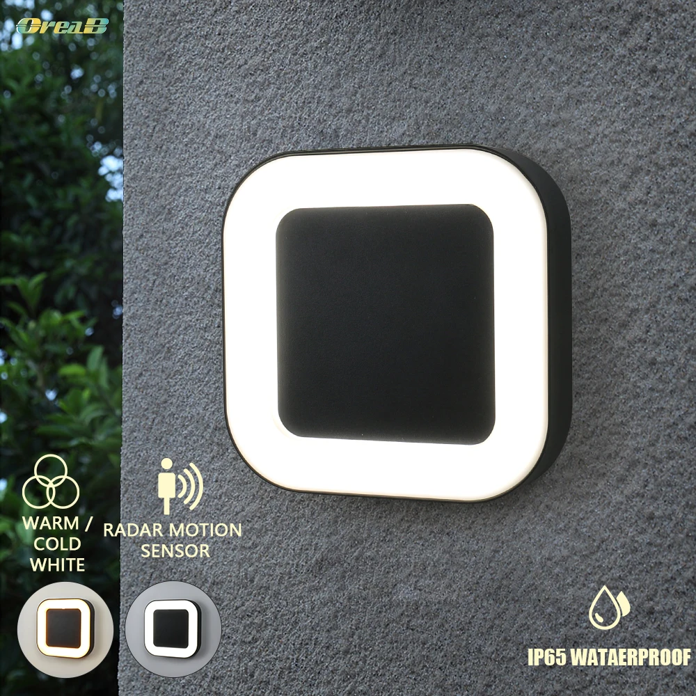 

Light Control 20w Ip65 Waterproof Exterior 40 Led Outdoor Wall Light Motion Sensor 3 Light Color Changeable Garden Wall Lamps