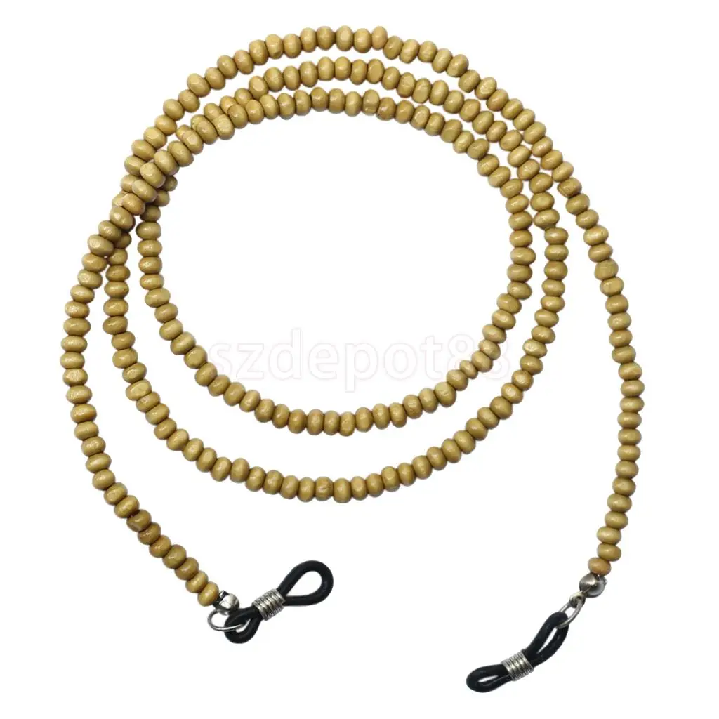 Beaded Eyeglass Spectacles Chain Sunglasses Holder Glasses Necklace Cord String Lanyard NATURAL WOOD