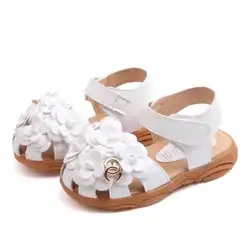 Детская обувь Детские пляжные шлепанцы для девочек модная летняя обувь Цветочные простой крючок и петля обувь для малышей кроссовки для