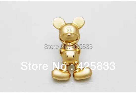 2pcs Golden Mickey Mouse Handles Kids Drawer Knobs For Kitchen