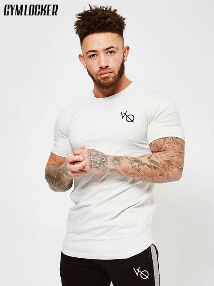 

GYMLOCKER Mens Summer gyms Fitness brand T-shirt Bodybuilding Slim Shirts printed O-neck Short sleeves cotton Tee Tops clothing