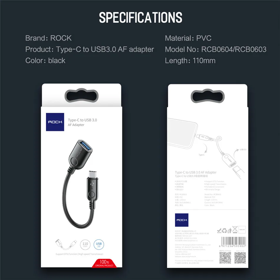 ROCK OTG type-c зарядный кабель для передачи данных для Xiao mi5 Nexus 5X usb type C для USB 3,0 OTG кабель адаптер для Macbook Google USB C кабель