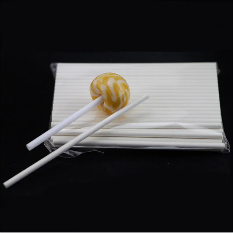 100 pcs/lot Food-Grade Solid White Pop Sucker Sticks Chocolate Cake Lollipop Lolly Sugar Candy Paper Stick