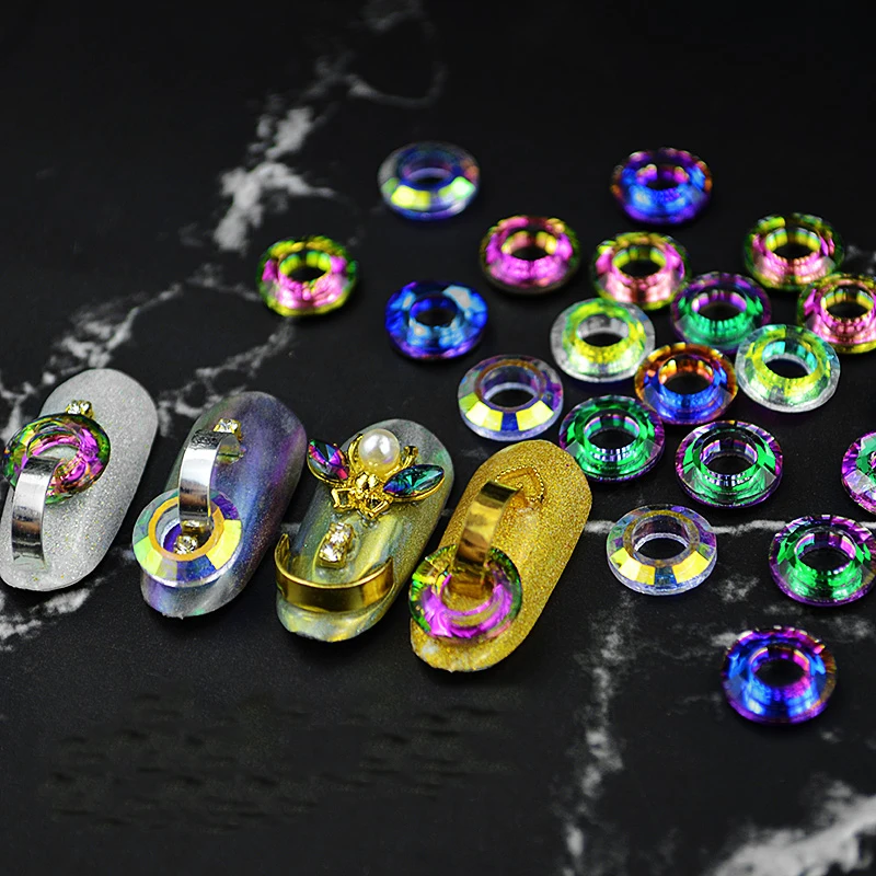 

2018 NEW 20 pcs Angel Ring Crystal Rhinestones Chameleon Colorful Glass Stones Nail 3D Decorations Glitter Nail Art