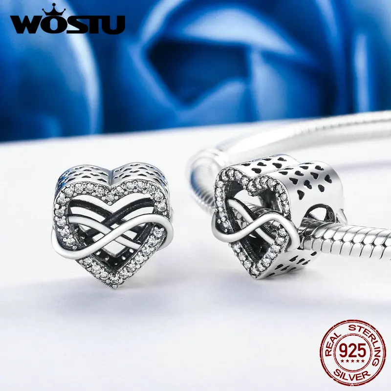 WOSTU модные 925 стерлингового серебра Бесконечная любовь бесконечность Бусины