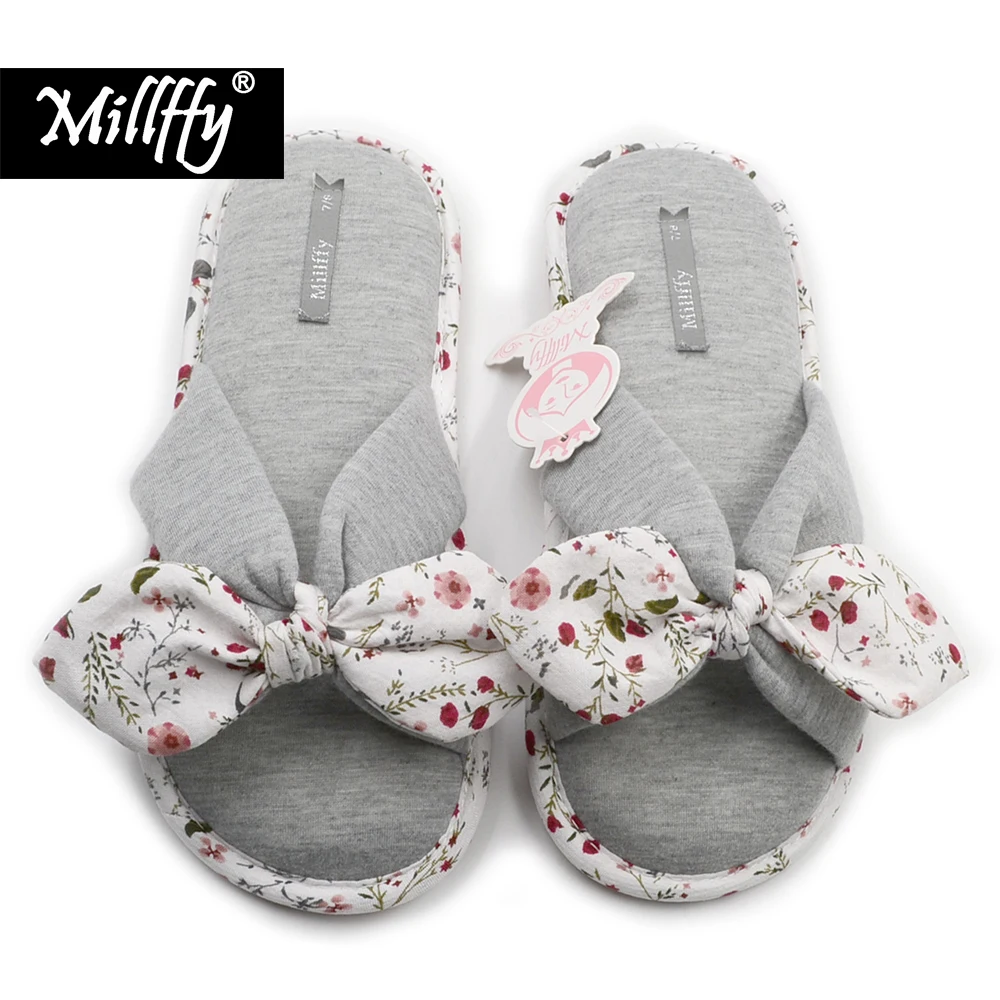 

Millffy 2018 new season summer Floral sweet Memory foam slipper Japanese flowers Ladies cotton slippers shoes
