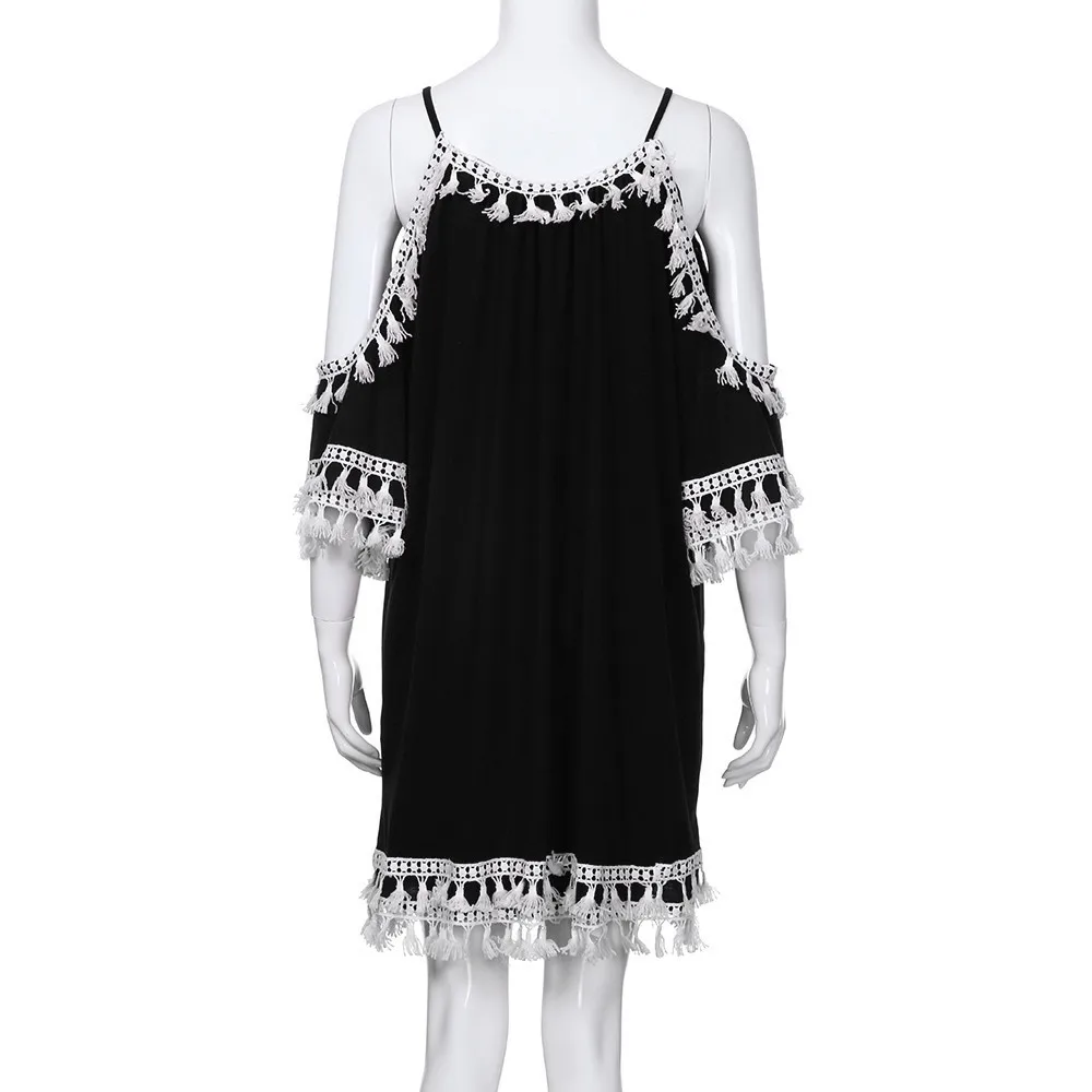Летнее женское платье в богемном стиле с кисточками, Короткие Коктейльные Вечерние пляжные платья с кисточками, без рукавов, с открытой спиной, повседневные платья больших размеров L430