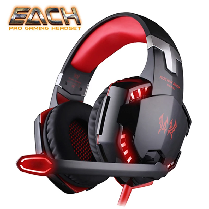 cheap KOTION EACH Vibration Headphone USB 7.1 Surround Sound and 3.5MM aux Stereo Gaming Headset Headphones Lights For Computer Games