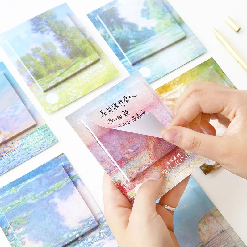 

30 sheets Beautiful Monet Landscape Oil Paintings Sticky Notes Post It Adhesive Memo Pad School Planner Stickers Paper Bookmarks