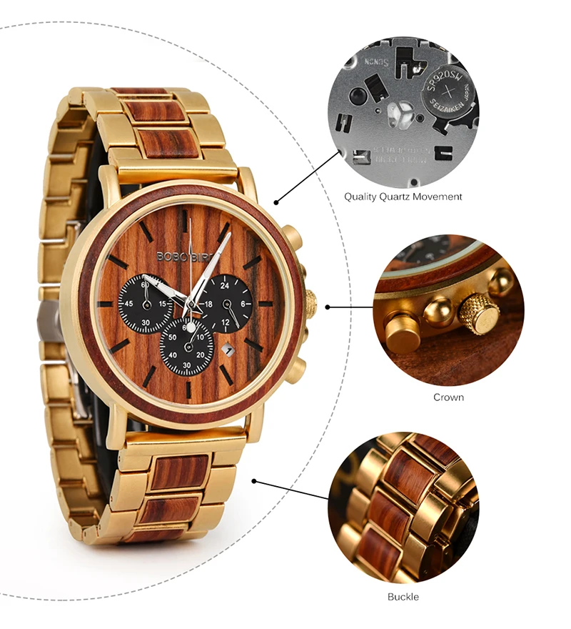 Wooden Watch Relogio Masculino Chronograph Watches