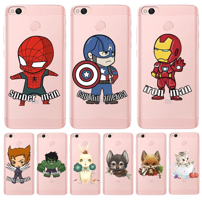 

For Xiaomi Redmi Mi 3S Pro 4X 4A 5A 5 Plus Note 3 4 6 6A A1 5X A2 6X Lite 8 Pocophone F1 phone case cover Marvel cartoon Luxury