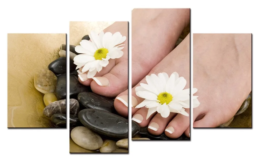 

4 picture Canvas Photo Prints Spa Nail Foot Massage Wall Art Picture Canvas Paintings Wall Decorations Painting
