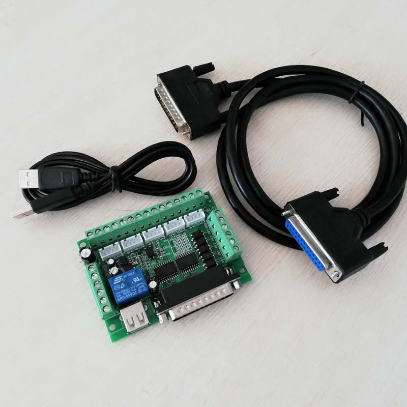MACH3 Engraving machine 5 Axis cnc Breakout Board With Optical Coupler For Stepper Motor drive controller USB and parallel cable