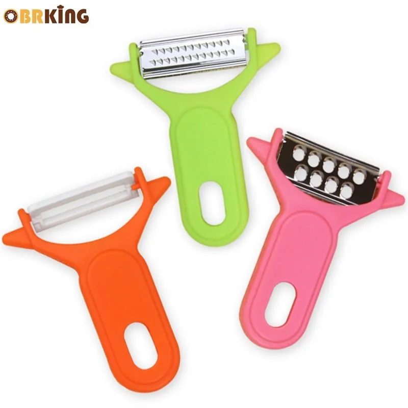 OBRKING 3Pcs Y Shape Peeler Set Julienne Cucumber Paring Knife