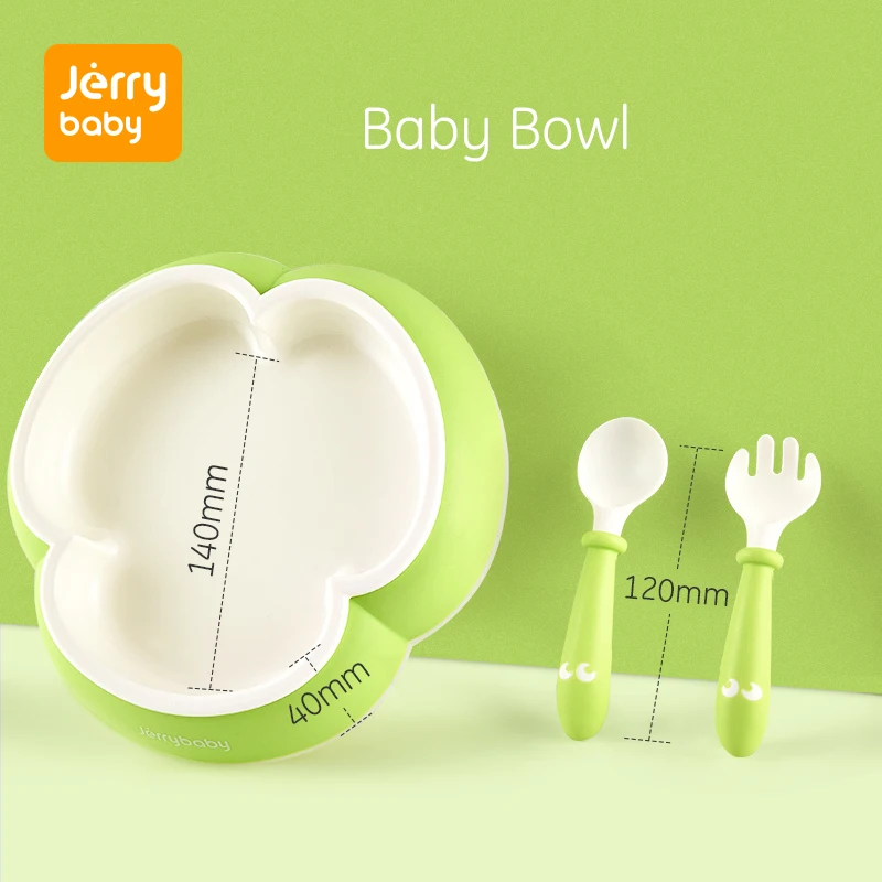 Jerrybaby Baby Silicone Dining Dinnerware BPA Free Toddler Train Spoon Cartoon Plate Tableware Fruit Tray Kid Food Feeding Dish