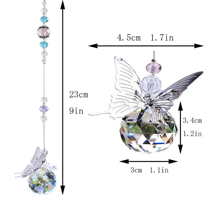 Счастливый фэн-шуй хрустальный шар бабочка призмы подвеска Маятник подвесной Декор