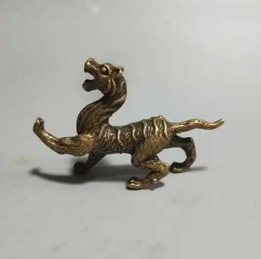 

China's archaize pure brass God beast small statue #3