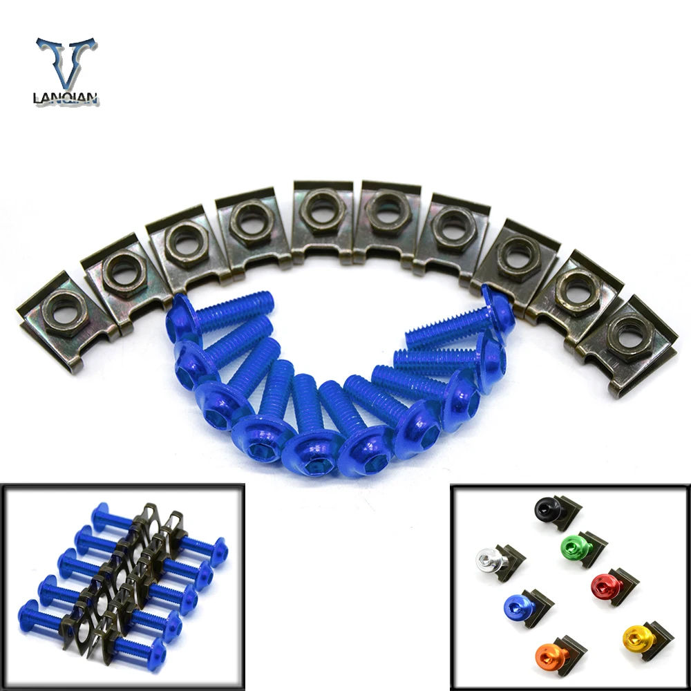 

10 pieces 6mm motorbike screwse body fairing For Kawasaki ZX-10R ZX-6 ZX-6R ZR-6R ZX-7R ZX-12R ZX-14R