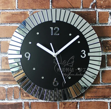 

040620 wall clock safe modern design digital vintagekitchen mirror mosaic 3D