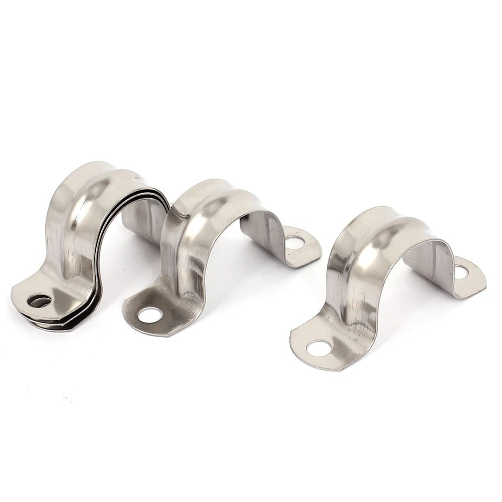 25mm High 304 Stainless Steel Pipe Strap Clips Fastener Holder 5Pcsin