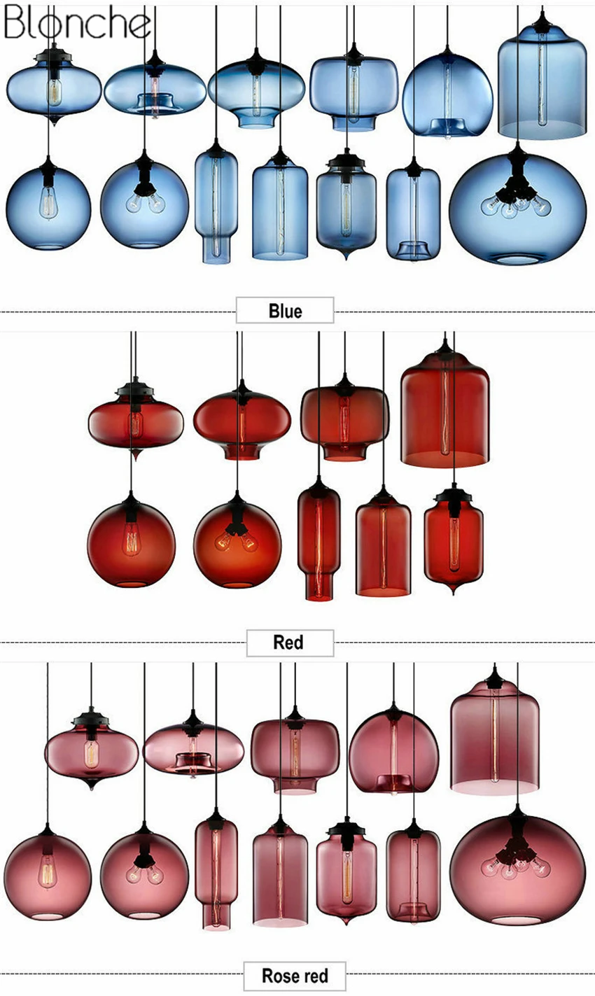 Современное цветное стекло Led подвесные светильники скандинавские Красочные Подвесные лампы гостиная кухня домашний Лофт промышленный Декор приспособление E27