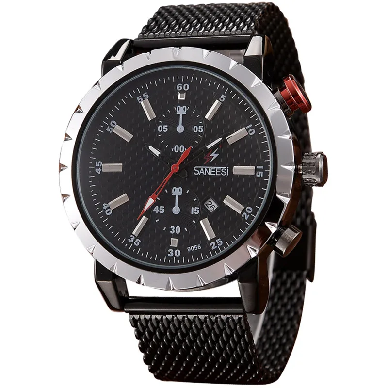 

New Watch SANEESI Luxury steel Quartz Watch Man Clock Sports Wristwatch Gift 2018