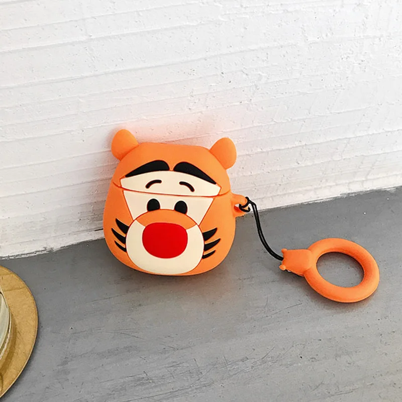 

Cartoon Tiger Silicone Case for Apple Airpods Case Protective Cover Wireless Bluetooth Earphone Case Charging Box Bag Ring Strap